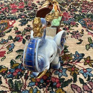 Ceramic Elephant Figurine with Gold Accents